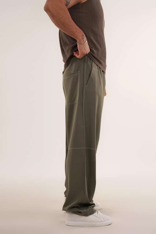 EŞOFMAN ALTI & JOGGERHaki Yüksek Kalite Dikiş Detaylı Baggy Pant. VMS 30966
