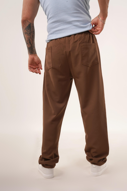 EŞOFMAN ALTI & JOGGERKahve Dokuma Kumaş Baggy Pantolon KNG 3453