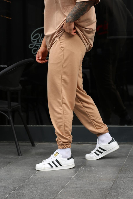 EŞOFMAN ALTI & JOGGERKrem 2 İplik Oversize Kelepçe Paça Eşofman SC