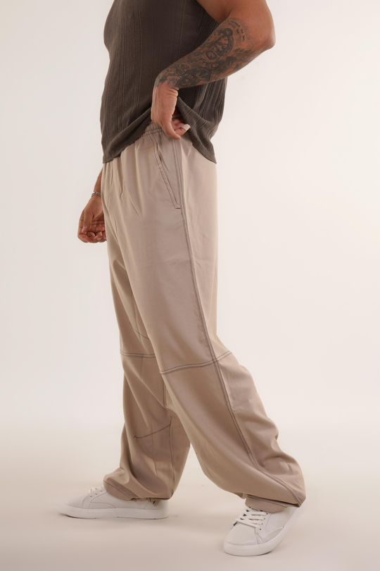 EŞOFMAN ALTI & JOGGERKrem Yüksek Kalite Dikiş Detaylı Baggy Pant. VMS 30966