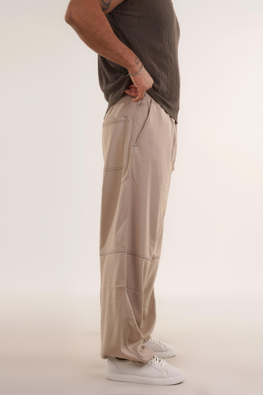 EŞOFMAN ALTI & JOGGERKrem Yüksek Kalite Dikiş Detaylı Baggy Pant. VMS 30966