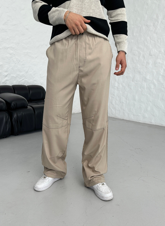EŞOFMAN ALTI & JOGGERKrem Yüksek Kalite Dikiş Detaylı Baggy Pant. VMS 30966