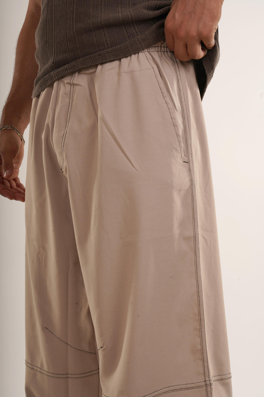 EŞOFMAN ALTI & JOGGERKrem Yüksek Kalite Dikiş Detaylı Baggy Pant. VMS 30966
