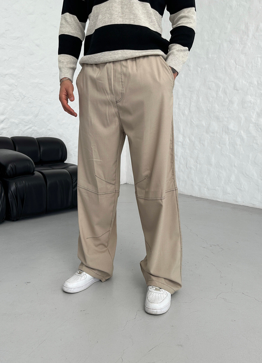 EŞOFMAN ALTI & JOGGERKrem Yüksek Kalite Dikiş Detaylı Baggy Pant. VMS 30966