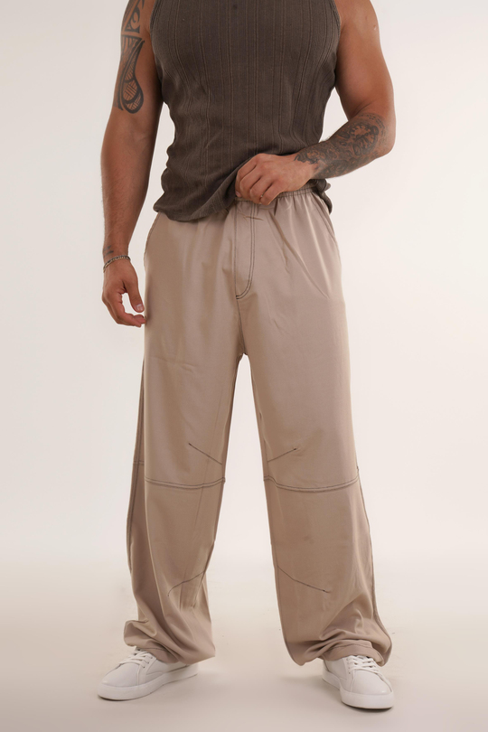 EŞOFMAN ALTI & JOGGERKrem Yüksek Kalite Dikiş Detaylı Baggy Pant. VMS 30966