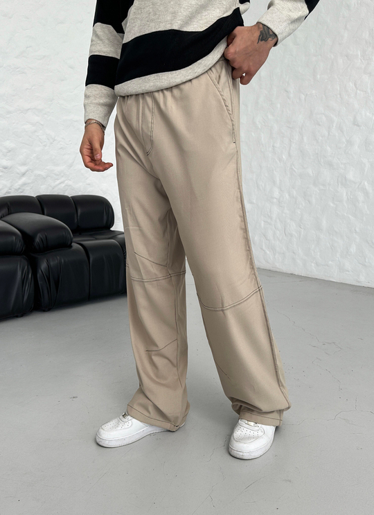 EŞOFMAN ALTI & JOGGERKrem Yüksek Kalite Dikiş Detaylı Baggy Pant. VMS 30966