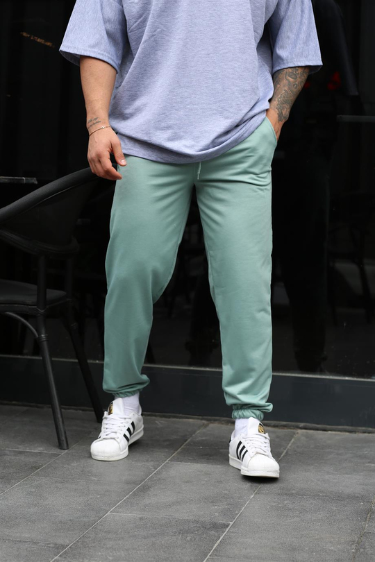 EŞOFMAN ALTI & JOGGERMintyeşil 2 İplik Oversize Kelepçe Paça Eşofman SC