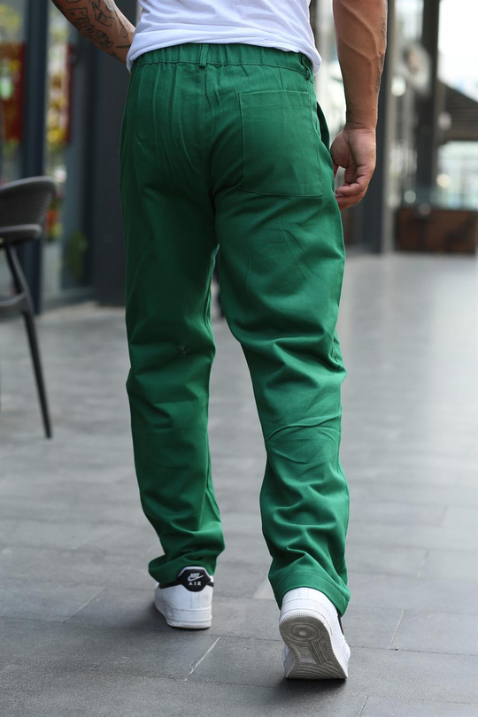 EŞOFMAN ALTIÇamyeşili Gabardin Belden Kemerli Baggy Kalıp Pantolon VS 30059