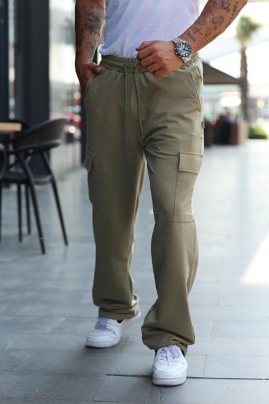EŞOFMAN ALTIHaki Kargo Cep Baggy Bol Kalıp Yüksek Kalite Eşofman VS30503