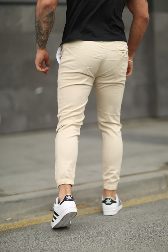 EŞOFMAN ALTIKrem Kelepçe Paça Kumaş Jogger ZM