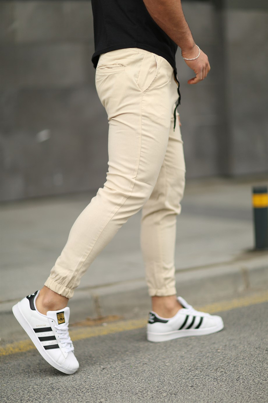 EŞOFMAN ALTIKrem Kelepçe Paça Kumaş Jogger ZM