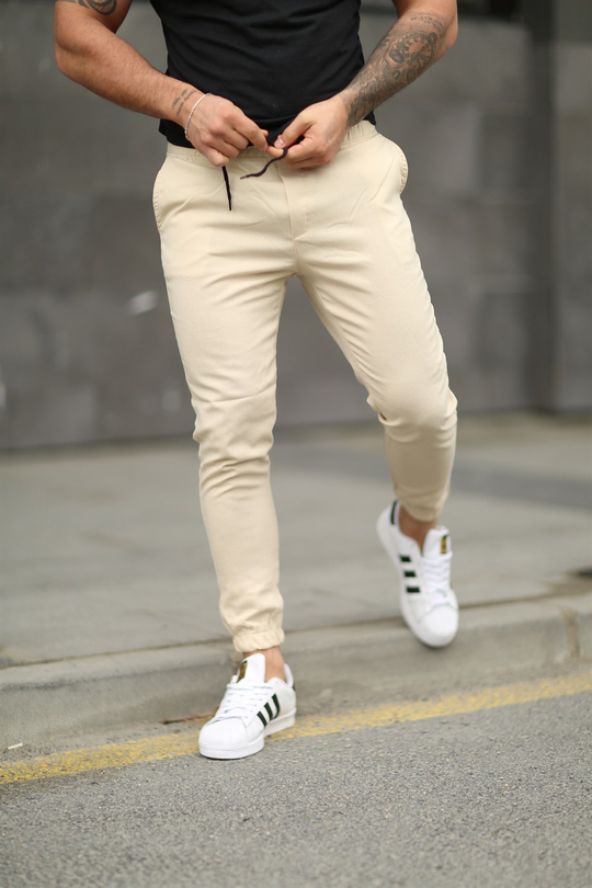 EŞOFMAN ALTIKrem Kelepçe Paça Kumaş Jogger ZM