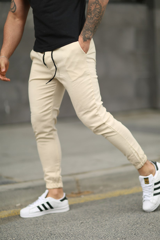 EŞOFMAN ALTIKrem Kelepçe Paça Kumaş Jogger ZM
