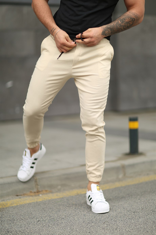 EŞOFMAN ALTIKrem Kelepçe Paça Kumaş Jogger ZM