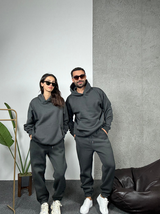 EŞOFMAN TAKIMIAntrasit 3 İplik Hoodie Alt Üst Takım SC
