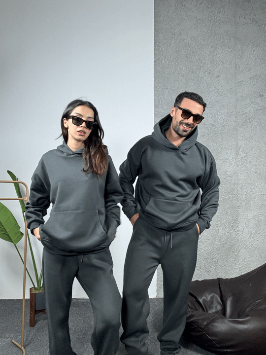 EŞOFMAN TAKIMIAntrasit 3 İplik Hoodie Alt Üst Takım SC