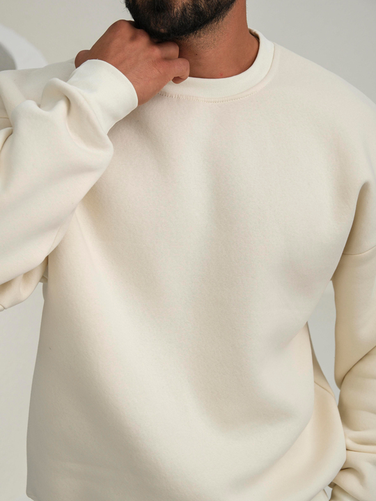 Eşofman TakımıBej 3 İplik B.Yaka Sweat Baggy Oversize Compak Alt Üst Takım SC