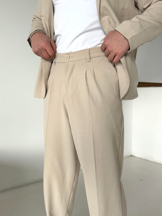 Eşofman TakımıBej Bezayağı Pamuk Oversize Takım Elbise SNZ 1325