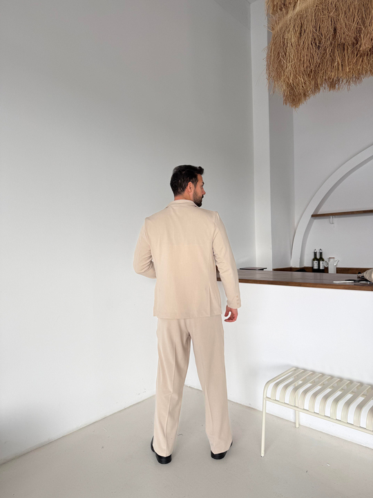 Eşofman TakımıBej Bezayağı Pamuk Oversize Takım Elbise SNZ 1325