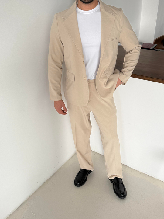 Eşofman TakımıBej Bezayağı Pamuk Oversize Takım Elbise SNZ 1325