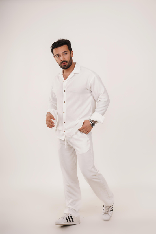 EŞOFMAN TAKIMIBeyaz Alt Üst Keten Takım TK