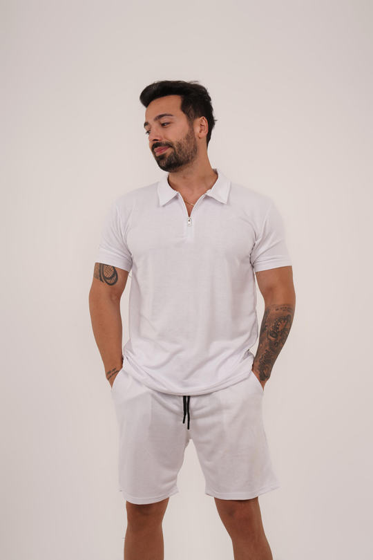 EŞOFMAN TAKIMIBeyaz Polo Yaka Fermuarlı Takım TK 1010