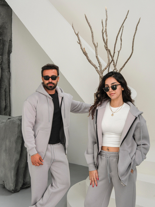Eşofman TakımıBoyamagri 3 İplik Tam Fermuarlı Sweat Baggy Oversize Compak Alt Üst Takım SC