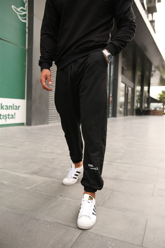 EŞOFMAN TAKIMIErkek Siyah Polo Yaka Eşofman Takımı Alt Üst essantial SNZY