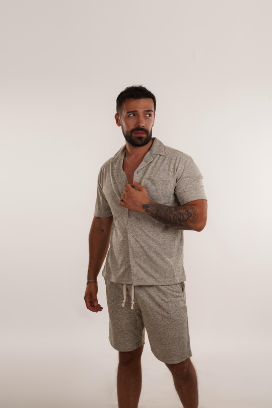 EŞOFMAN TAKIMIHaki Hırçıllı Gömlek Şort Takım VMS 30511