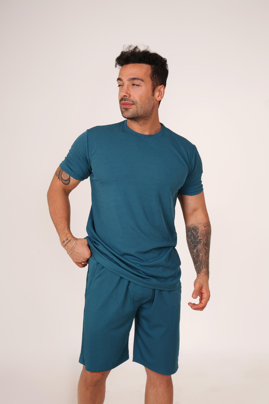 EŞOFMAN TAKIMIİndigo Burgu T-Shirt Şort Takım TB