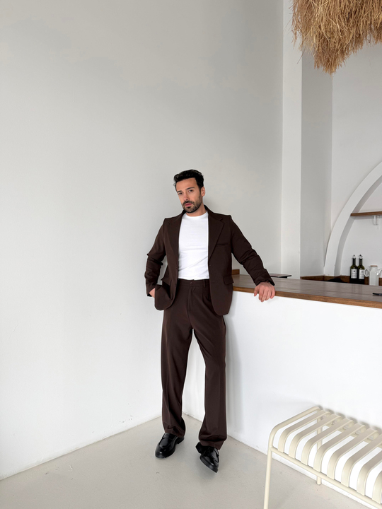 Eşofman TakımıKahve Bezayağı Pamuk Oversize Takım Elbise SNZ 1325
