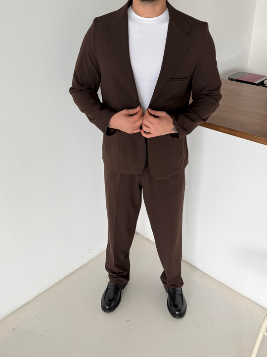 Eşofman TakımıKahve Bezayağı Pamuk Oversize Takım Elbise SNZ 1325
