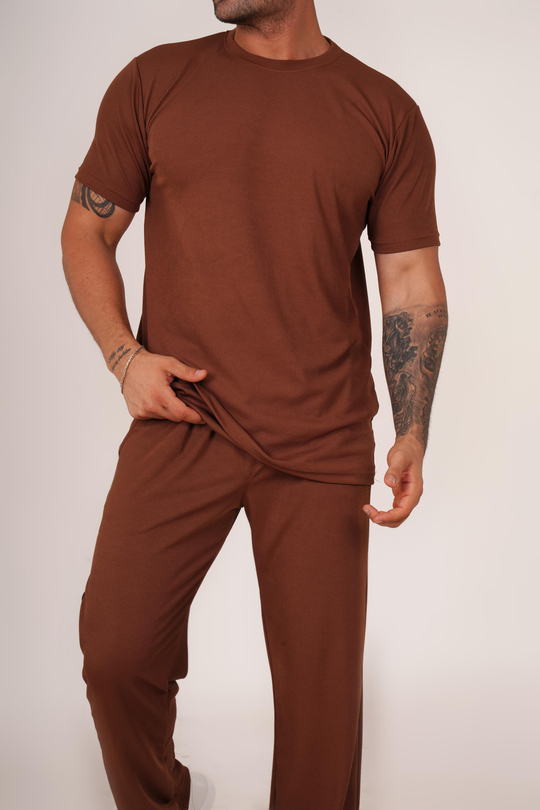 EŞOFMAN TAKIMIKahve Burgu T-Shirt Eşofman Takım TB