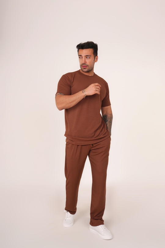 EŞOFMAN TAKIMIKahve Burgu T-Shirt Eşofman Takım TB