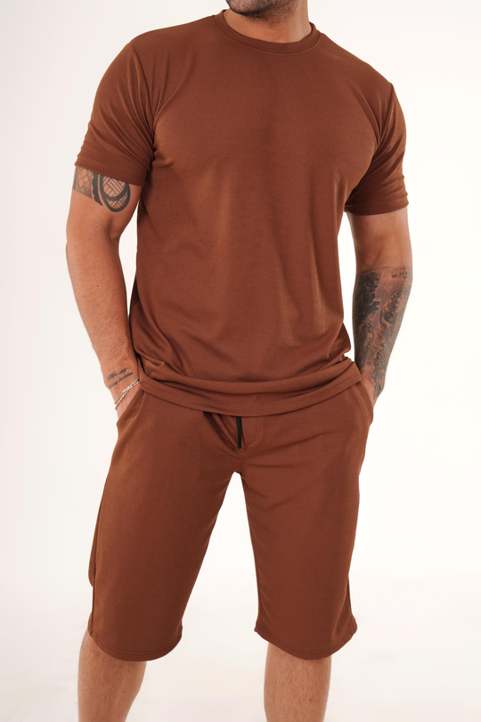EŞOFMAN TAKIMIKahve Burgu T-Shirt Şort Takım TB
