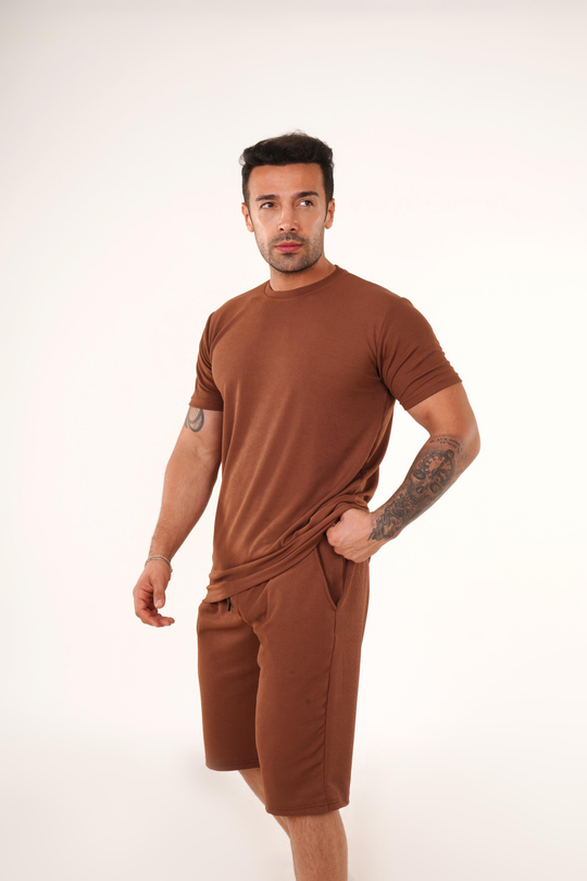 EŞOFMAN TAKIMIKahve Burgu T-Shirt Şort Takım TB