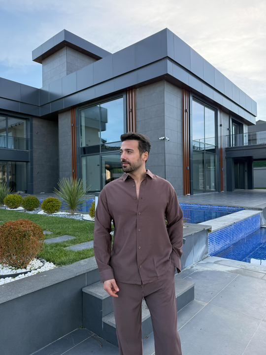 EŞOFMAN TAKIMIKahve Diogenal Tensel Pamuk Oversize Takım SNZ 1320