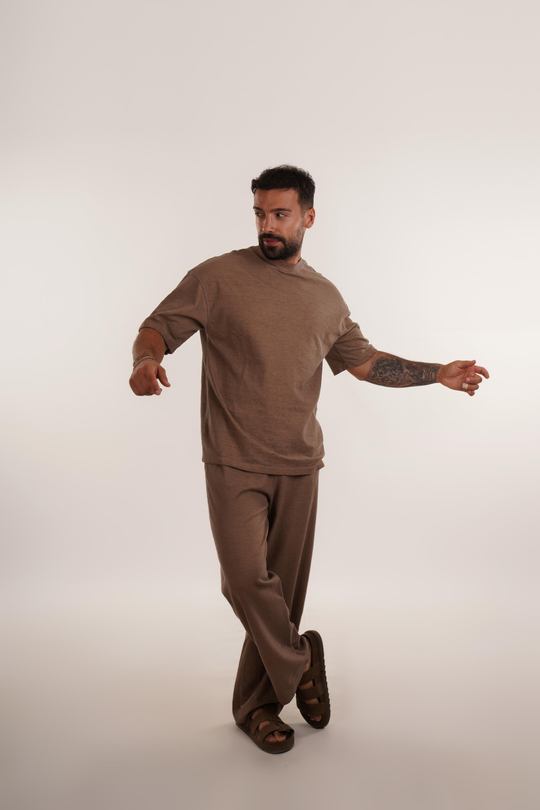 EŞOFMAN TAKIMIKahve Özel Dokuma Kumaş Bol Takım VMS 40783
