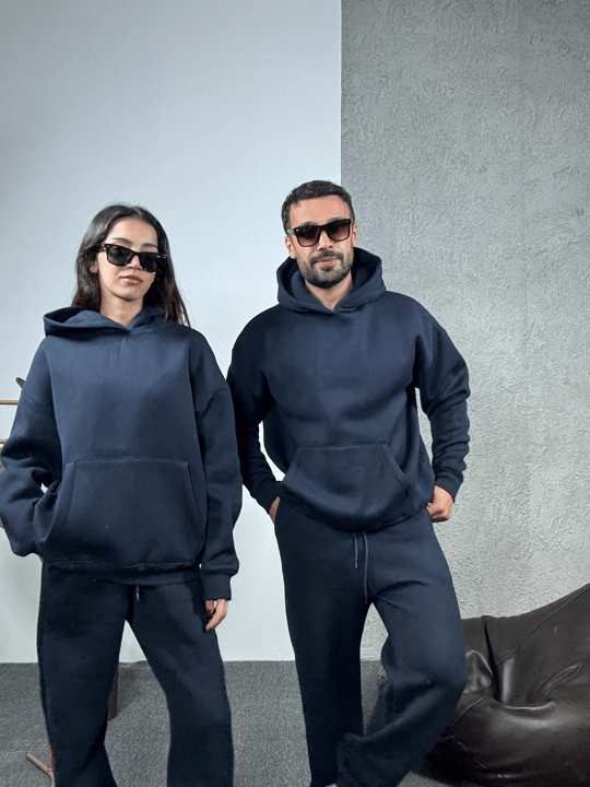 EŞOFMAN TAKIMILacivert 3 İplik Hoodie Alt Üst Takım SC