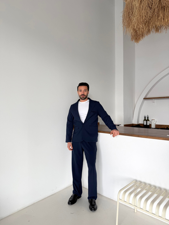 Eşofman TakımıLacivert Bezayağı Pamuk Oversize Takım Elbise SNZ 1325
