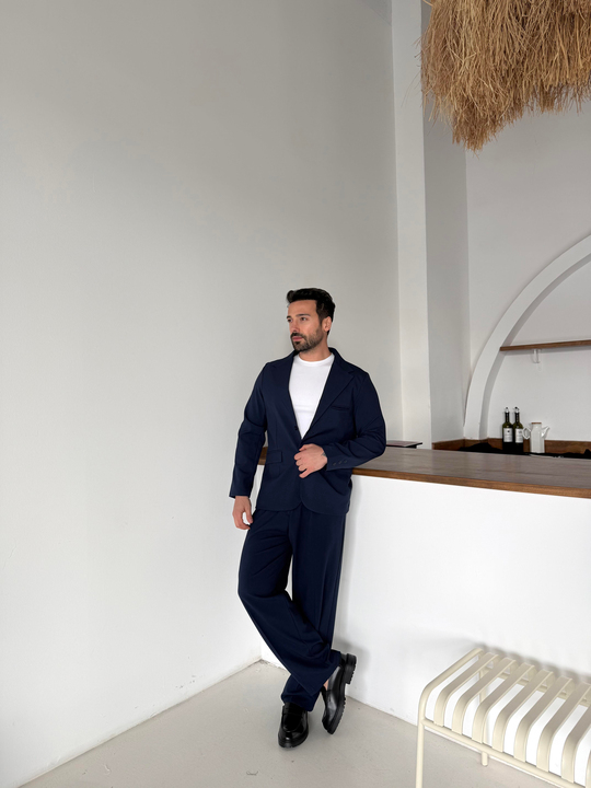 Eşofman TakımıLacivert Bezayağı Pamuk Oversize Takım Elbise SNZ 1325