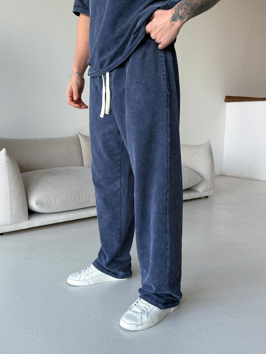 Eşofman TakımıLacivert Yıkamalı Compak Oversize Takım BRR 30202