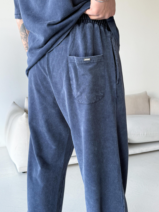 Eşofman TakımıLacivert Yıkamalı Compak Oversize Takım BRR 30202