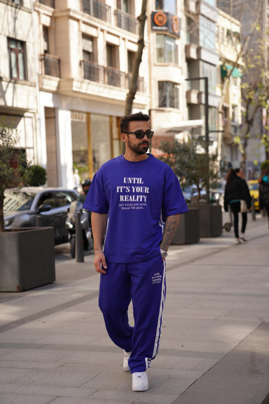 EŞOFMAN TAKIMISaksmavi Until IT'S Your Baskılı 2 İplik Eşofman Takımı VMS 30431