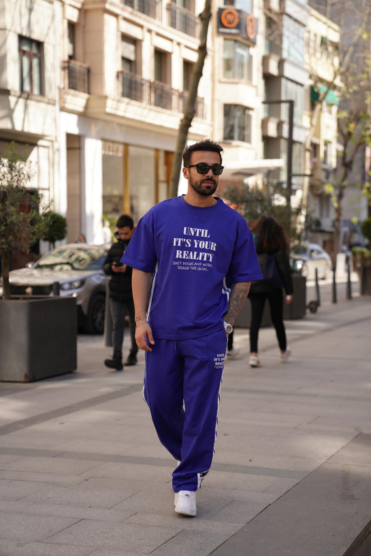 EŞOFMAN TAKIMISaksmavi Until IT'S Your Baskılı 2 İplik Eşofman Takımı VMS 30431