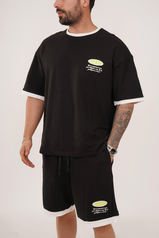 EŞOFMAN TAKIMISiyah Chersh 2 İplik Oversize Eşofman Takımı VMS 30558