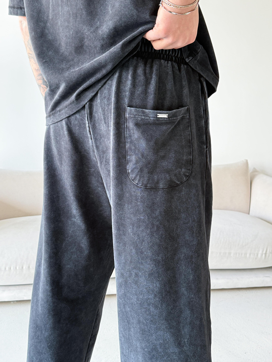 Eşofman TakımıSiyah Yıkamalı Compak Oversize Takım BRR 30202
