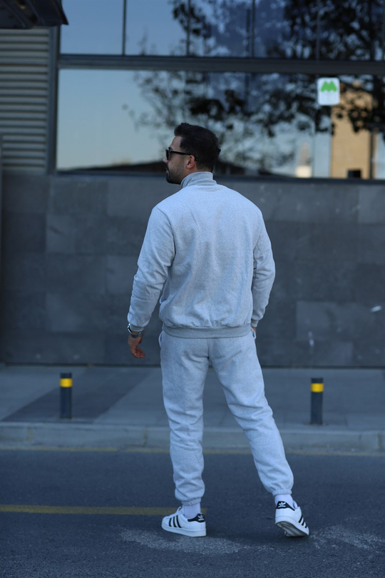 EŞOFMAN TAKIMIUnisex Gri 3 İplik Yarım Boğazlı Alt Üst Eşofman Takımı