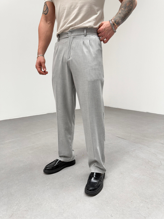 EşofmanGri Bel Lastikli Baggy Kumaş Pantolon SNZ 1046
