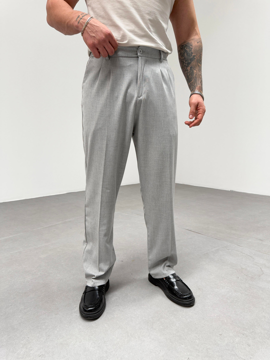 EşofmanGri Bel Lastikli Baggy Kumaş Pantolon SNZ 1046